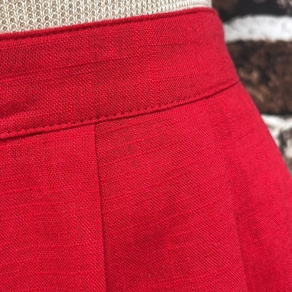 Pomelo Skirt Full Pleats Embroidery Linen Red Size XS - Picture 5 of 12